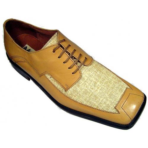 Marco Vicci "Fassero" Taupe Leather/Linen Shoes